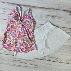 Pink Paisley Print Tankini and Skirt Swimsuit sz XXL